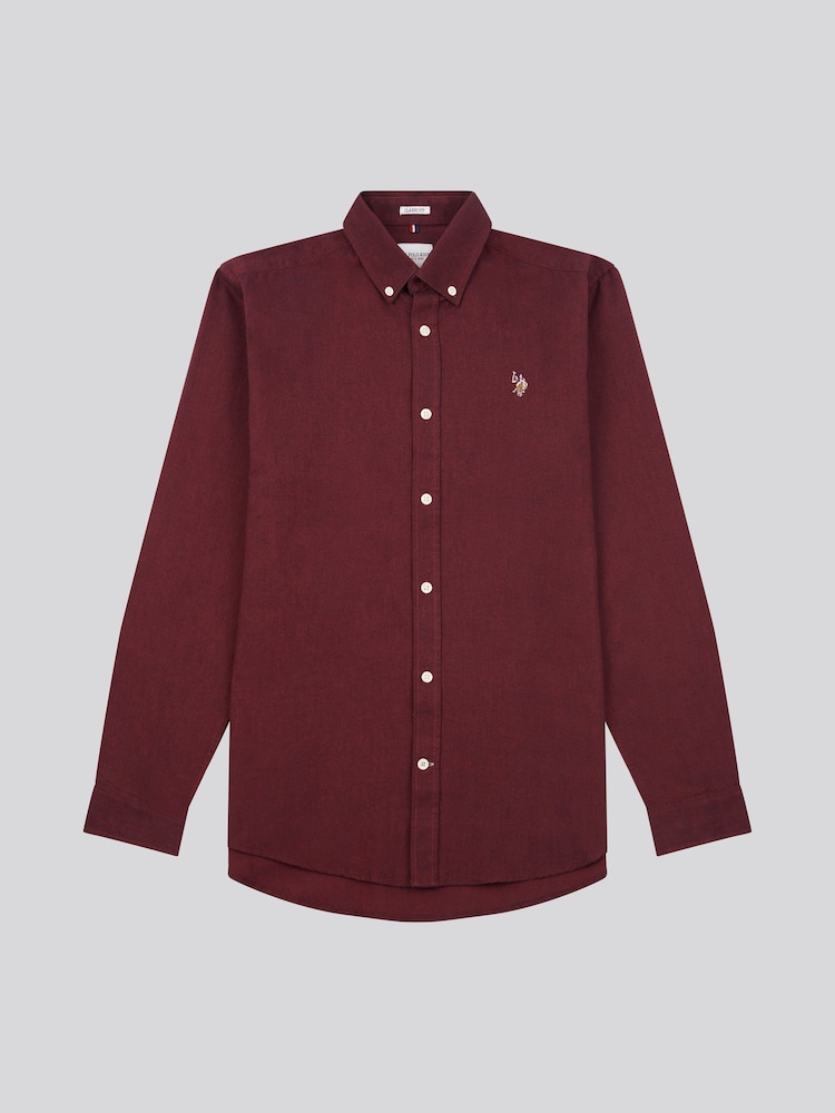 Червоний - U.S. Polo Assn. Чоловіча персикова оксфордська сорочка - Image 6 of 9