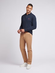 U.S. Polo Assn. Blue U.S. Polo Assn. Mens Long Sleeve Knitted Polo Shirt - Image 3 of 8