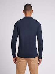 U.S. Polo Assn. Blue U.S. Polo Assn. Mens Long Sleeve Knitted Polo Shirt - Image 4 of 8