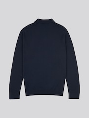 U.S. Polo Assn. Blue U.S. Polo Assn. Mens Long Sleeve Knitted Polo Shirt - Image 7 of 8