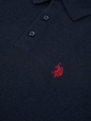 U.S. Polo Assn. Blue U.S. Polo Assn. Mens Long Sleeve Knitted Polo Shirt - Image 8 of 8
