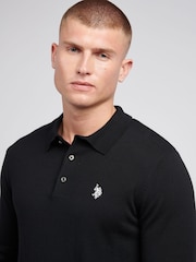 U.S. Polo Assn. Black U.S. Polo Assn. Mens Long Sleeve Knitted Polo Shirt - Image 2 of 7