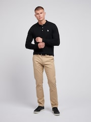 U.S. Polo Assn. Black U.S. Polo Assn. Mens Long Sleeve Knitted Polo Shirt - Image 3 of 7