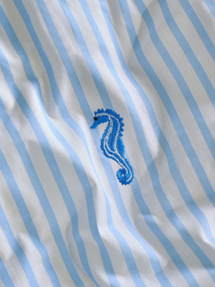 Blue 100% Cotton Stripe Summer Icons Reversible Duvet Cover and Pillowcase Set - Image 3 of 5