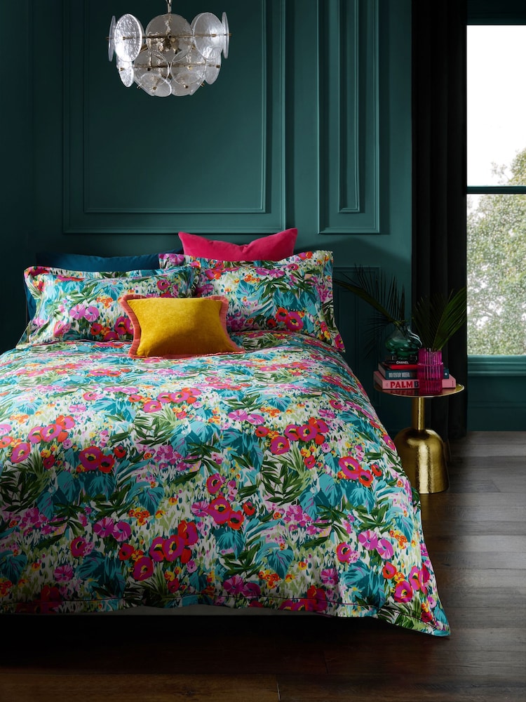 Multi 100% Cotton Floral Print 200 Thread Count Sateen Duvet Cover and Pillowcase Set - Image 1 of 6 Multi 100% Cotton Floral Print 200 Thread Count Sateen Duvet Cover and Pillowcase Set - Image 1 of 6