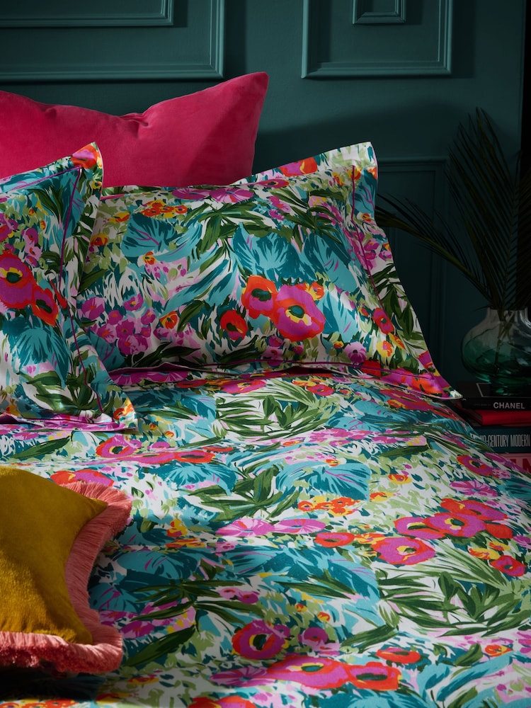 Multi 100% Cotton Floral Print 200 Thread Count Sateen Duvet Cover and Pillowcase Set - Image 2 of 6 Multi 100% Cotton Floral Print 200 Thread Count Sateen Duvet Cover and Pillowcase Set - Image 2 of 6