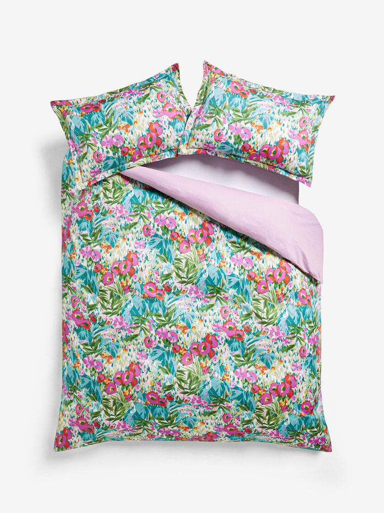 Multi 100% Cotton Floral Print 200 Thread Count Sateen Duvet Cover and Pillowcase Set - Image 6 of 6 Multi 100% Cotton Floral Print 200 Thread Count Sateen Duvet Cover and Pillowcase Set - Image 6 of 6