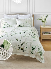 Green Floral Print 100% Cotton 300TC Sateen Duvet Cover and Pillowcase Set - Image 1 of 7
