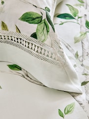 Green Floral Print 100% Cotton 300TC Sateen Duvet Cover and Pillowcase Set - Image 6 of 7