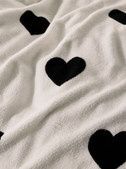 Monochrome Heart Fleece Duvet Cover and Pillowcase Set - Image 4 of 5