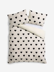 Monochrome Heart Fleece Duvet Cover and Pillowcase Set - Image 5 of 5