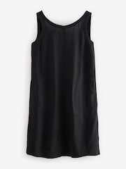 Black Scoop Back Mini Shift Dress With Linen - Image 6 of 8