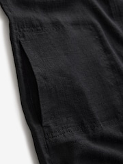 Black Scoop Back Mini Shift Dress With Linen - Image 7 of 8