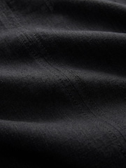 Black Scoop Back Mini Shift Dress With Linen - Image 8 of 8