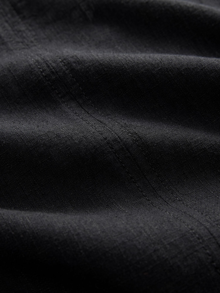 Black Scoop Back Mini Shift Dress With Linen - Image 8 of 8
