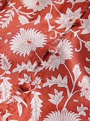 Red/White Floral Long Sleeve 100% Cotton Maxi Shirt Dress - Image 6 of 7