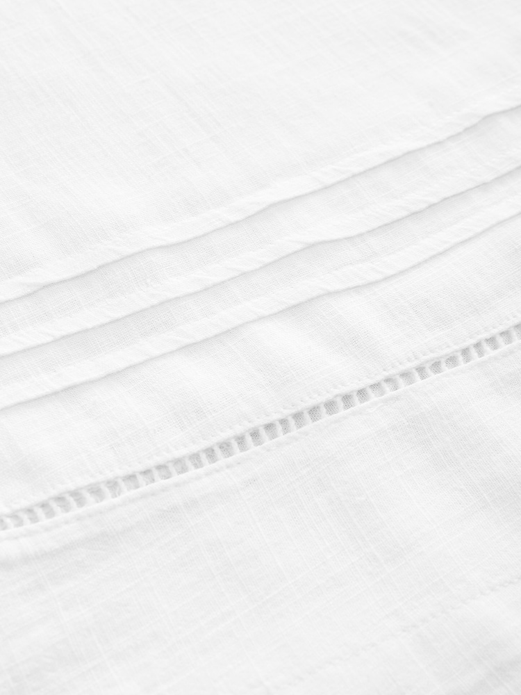 White V-Neck Ruffle Sleeve Mini Dress with Linen - Image 8 of 9