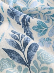 Blue Floral Print V-Neck Ruffle Sleeve Mini Dress with Linen - Image 8 of 8