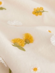 Cream/Yellow Floral Ditsy Print Embroidered 100% Cotton Mini Dress - Image 7 of 8