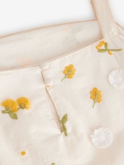 Cream/Yellow Floral Ditsy Print Embroidered 100% Cotton Mini Dress - Image 8 of 8