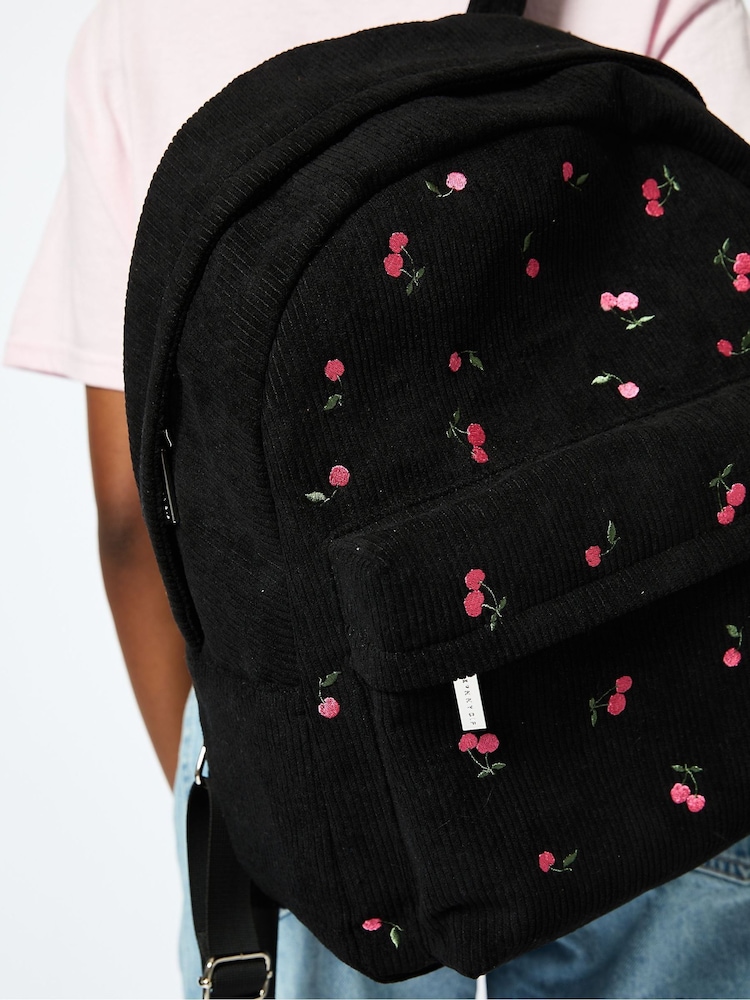 Skinnydip Cherry Embroidered Black Backpack - Image 2 of 2 Skinnydip Cherry Embroidered Black Backpack - Image 2 of 2
