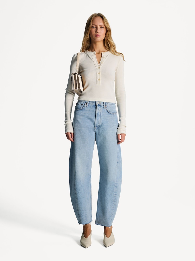 AGOLDE Light Blue Luna Pieced High Rise Barrel Taper Jeans - Image 1 of 8