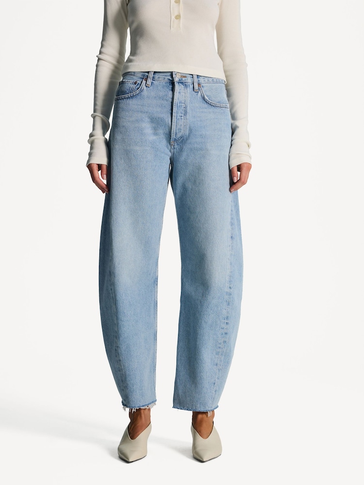 AGOLDE Light Blue Luna Pieced High Rise Barrel Taper Jeans - Image 2 of 8