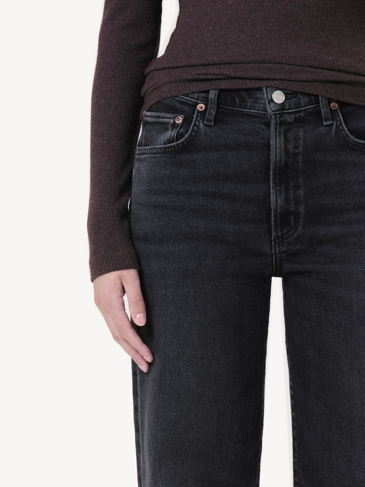 AGOLDE Black Harper Mid Rise Relaxed Straight Jeans - Image 5 of 5