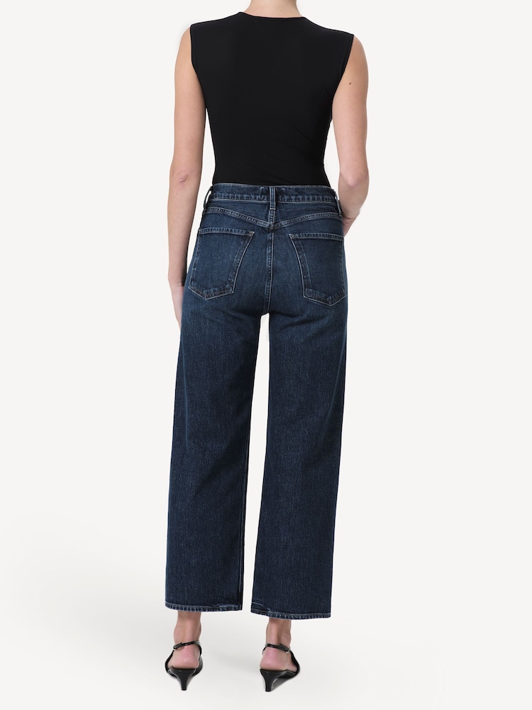 AGOLDE Dark Blue Ren Comfort Stretch High Rise Wide Leg Jeans - Image 2 of 5