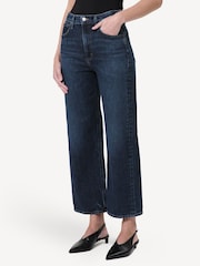 AGOLDE Dark Blue Ren Comfort Stretch High Rise Wide Leg Jeans - Image 3 of 5