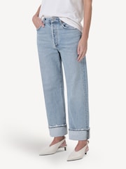 AGOLDE Blue Fran Cuffed Low Rise Relaxed Jeans - Image 7 of 8