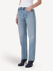 AGOLDE Light Blue 90's Pinch Waist High Rise Straight Jeans - Image 4 of 6