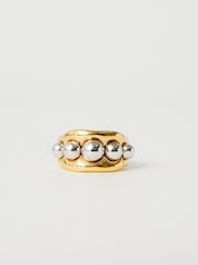 Jigsaw Gold Tone Molten Bead Ring - Image 3 of 4