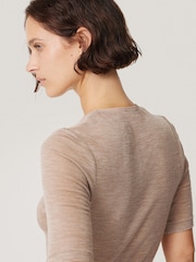 Jigsaw Cream Merino Half Sleeve T-Shirt - Image 4 of 6