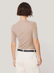 Jigsaw Cream Merino Half Sleeve T-Shirt - Image 5 of 6
