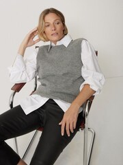 Jigsaw Grey Cashmere Crew Neck Tank - Image 1 of 7