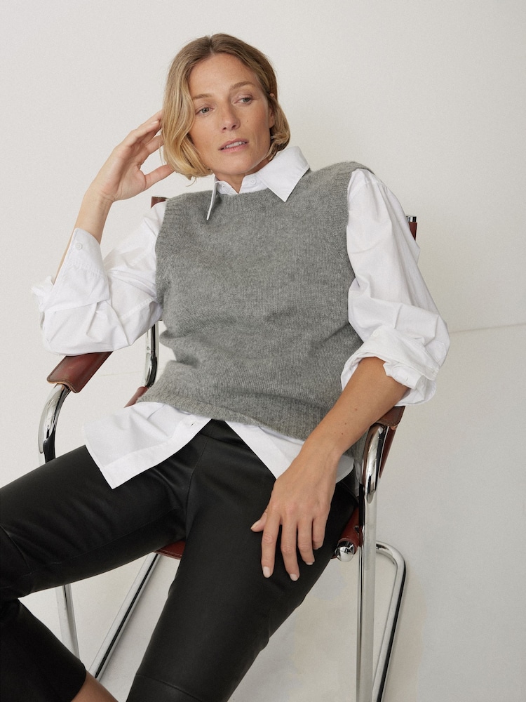 Jigsaw Grey Cashmere Crew Neck Tank - Image 1 of 7