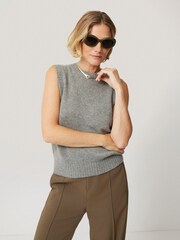 Jigsaw Grey Cashmere Crew Neck Tank - Image 2 of 7