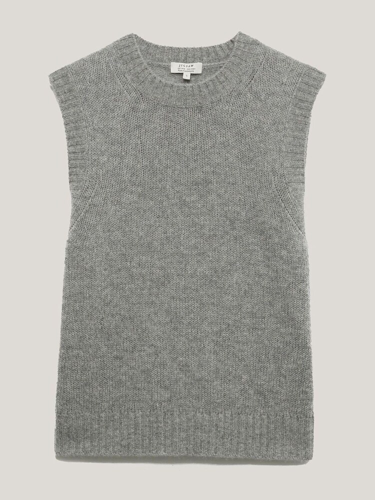 Jigsaw Grey Cashmere Crew Neck Tank - Image 7 of 7