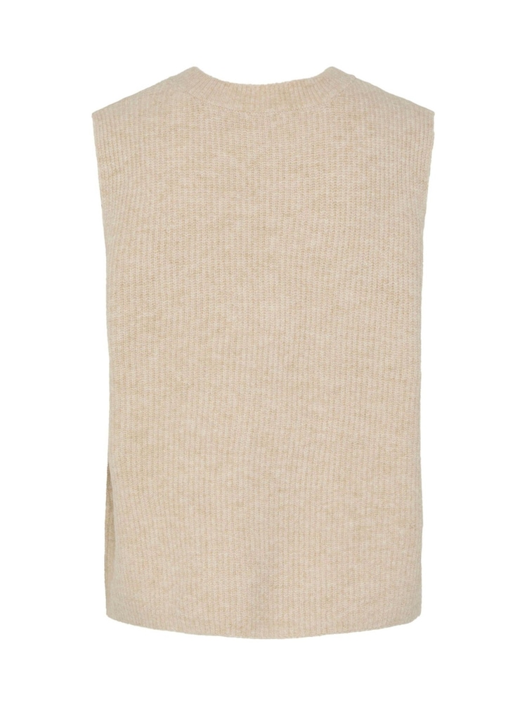 PIECES Cream Tie Front Bow Knitted Sleeveless Vest - Image 7 of 7