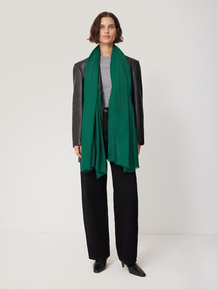 Jigsaw Dark Green Wool Silk Pashmina Scarf - Image 1 of 4