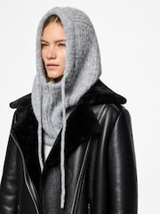 PIECES Grey Ribbed Knit Snood Balaclava Winter Hat - Image 1 of 4