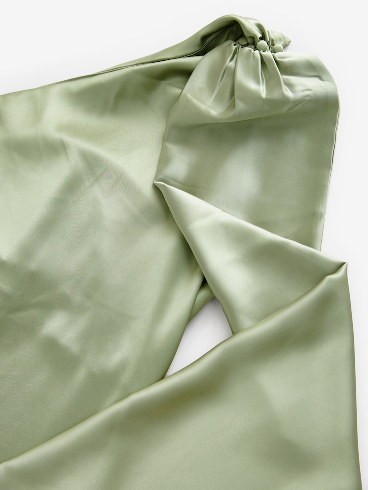green emerald velvet dress Sage Green Midi Handkerchief Dress main image 1