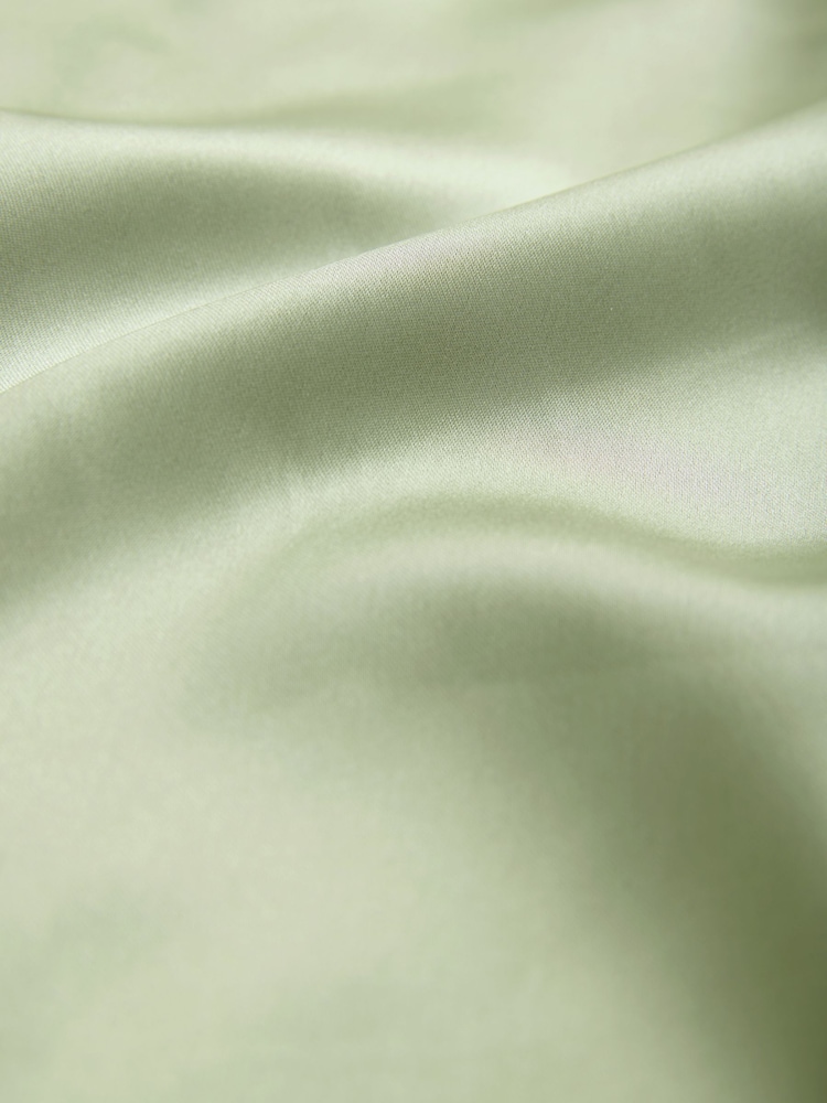 Sage Green Bridesmaid Satin Maxi One Shoulder Scarf Neck Dress - Image 9 of 9