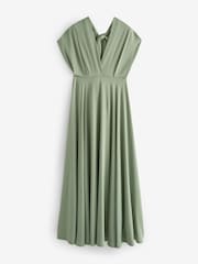 Olive Green Jersey Multiway Bridesmaid Wedding Maxi Dress - Image 7 of 10
