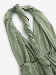 Olive Green Jersey Multiway Bridesmaid Wedding Maxi Dress - Image 9 of 10