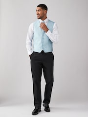Blue Textured Silk Waistcoat - Image 2 of 9