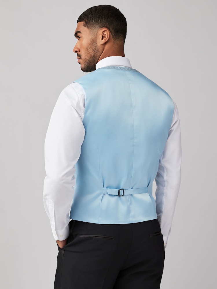 Blue Textured Silk Waistcoat - Image 3 of 9