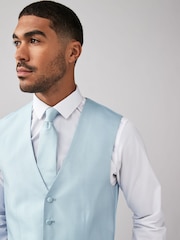 Blue Textured Silk Waistcoat - Image 4 of 9