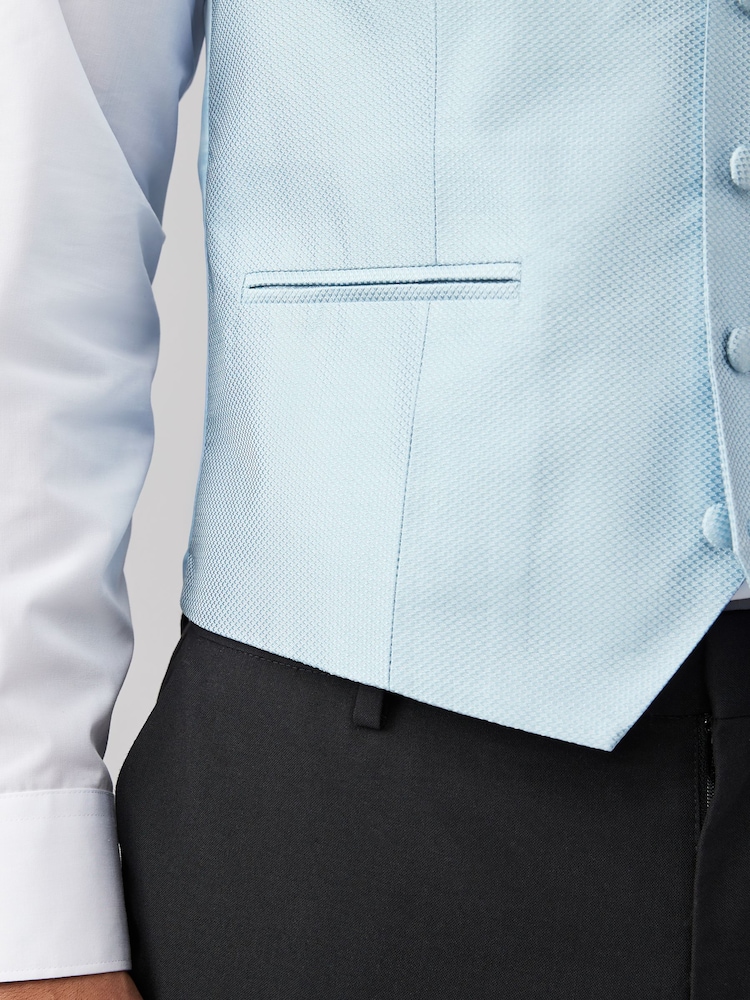 Blue Textured Silk Waistcoat - Image 5 of 9
